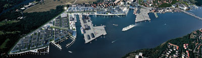 Visionsbild över utvecklingsområdet Norra Djurgårdsstaden. Bild: Dynagraph AB. Källa: Stockholms Stad